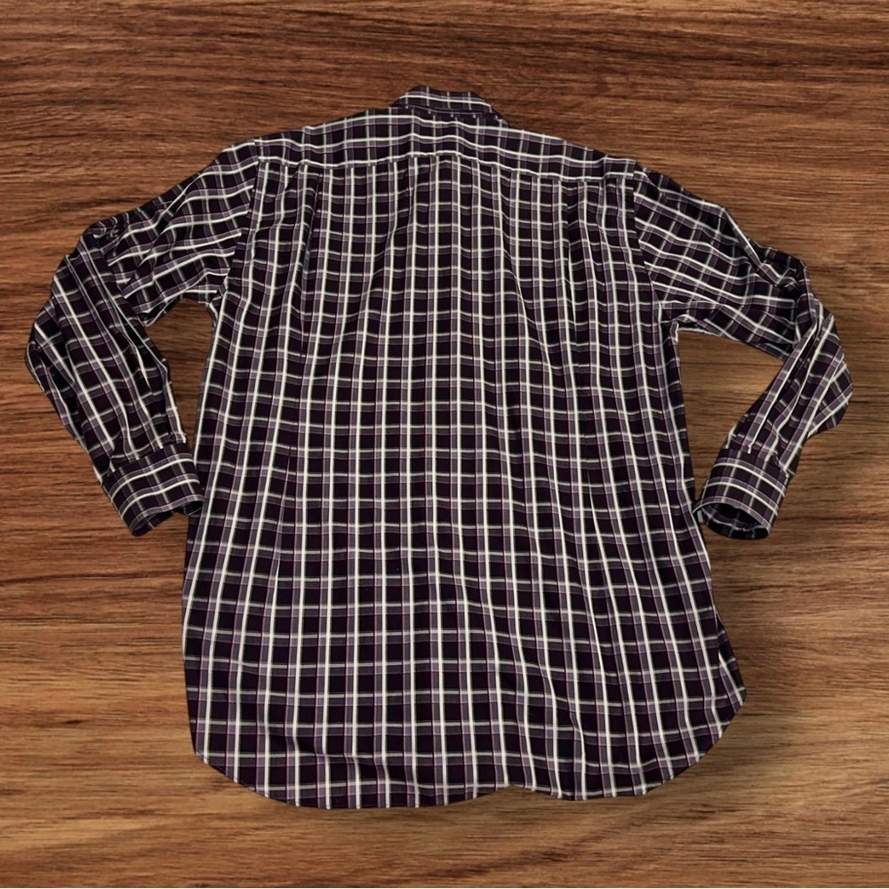 ETRO Milano Shirt Mens 100% Cotton Made in Italy Purple Plaid Button Up Size L - Picture 5 of 8